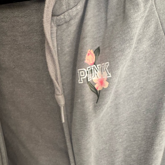 Gray PINK Victoria's Secret / Pink zip up jacket with Floral Design - Picture 6 of 6